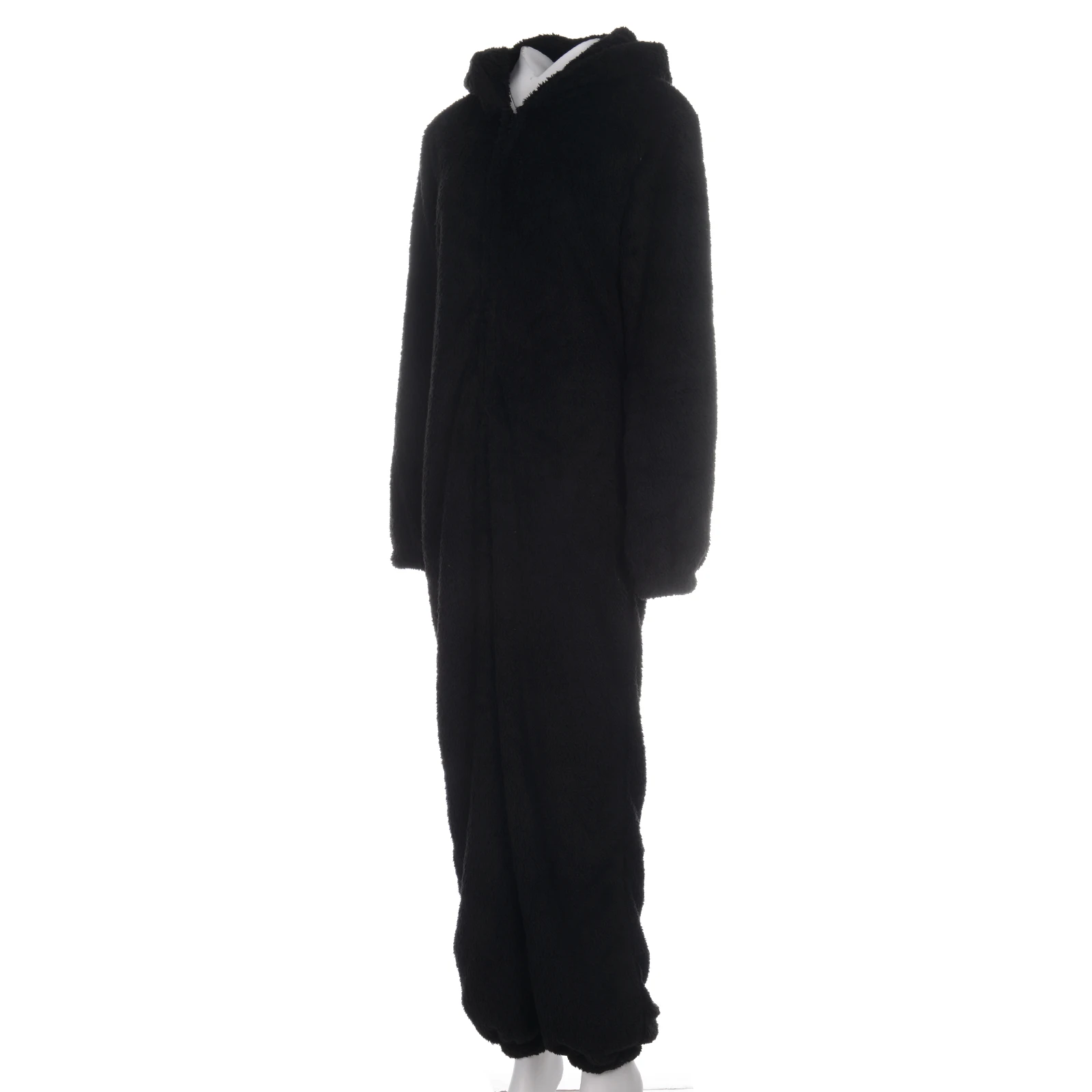 Women s Cozy Fleece Hooded Jumpsuit with Cute Bear Ears Warm Long Sleeve Romper for Fall and Winter Nights