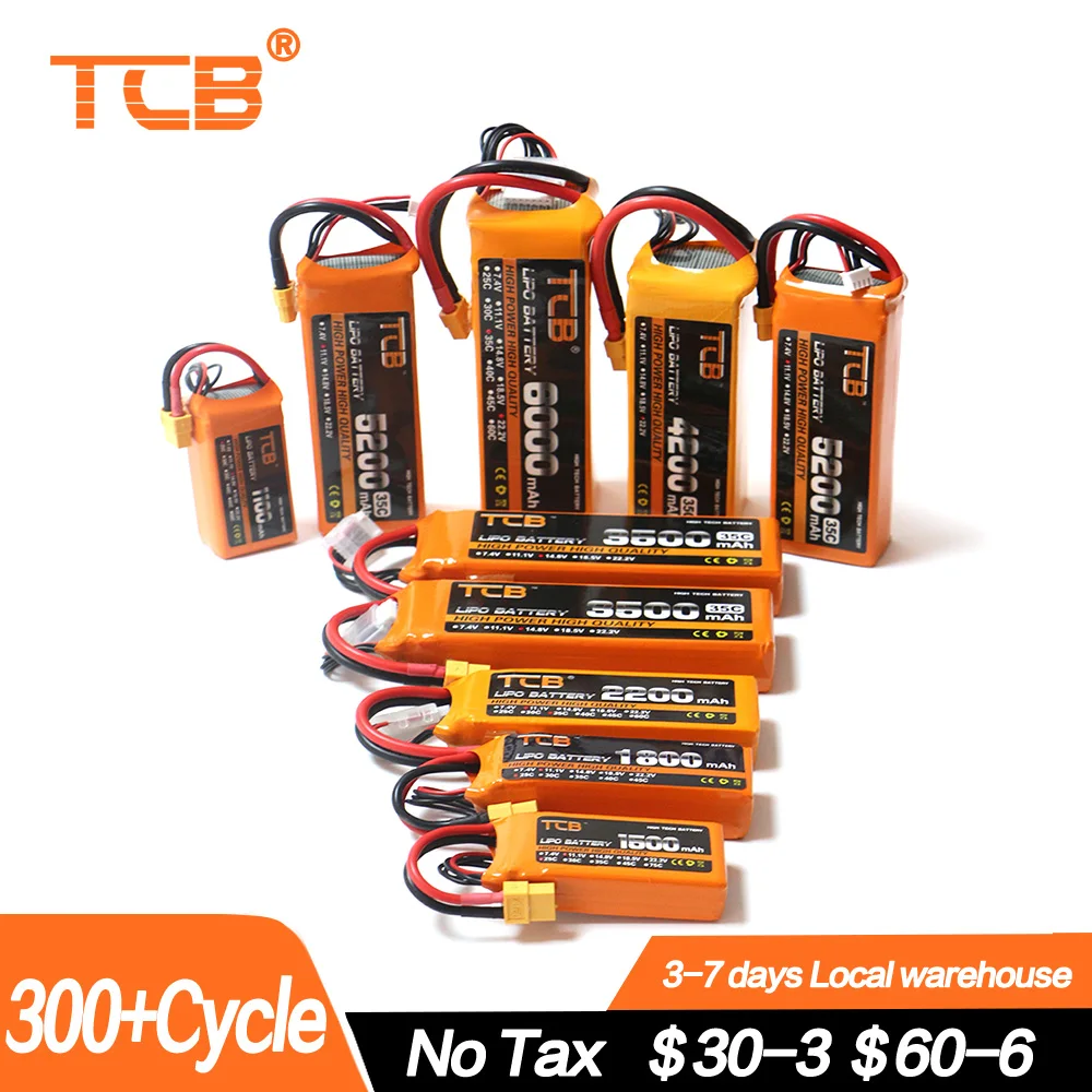 

2PCS TCB Lipo Battery 3S 11.1V 4000mah 4200mah 5000mah 6000mah 4S 14.8V 3300mah 7000mah 6S 22.2V 2S 7.4V 5200mah XT60 T RC Parts
