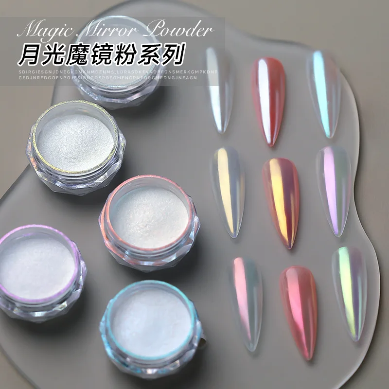NailArt Moonlight Powder MagicMirror Powder Silver Super Bright DIY Nail Stuff Ice Skin Illusion Nail Accessories nail glitter powder