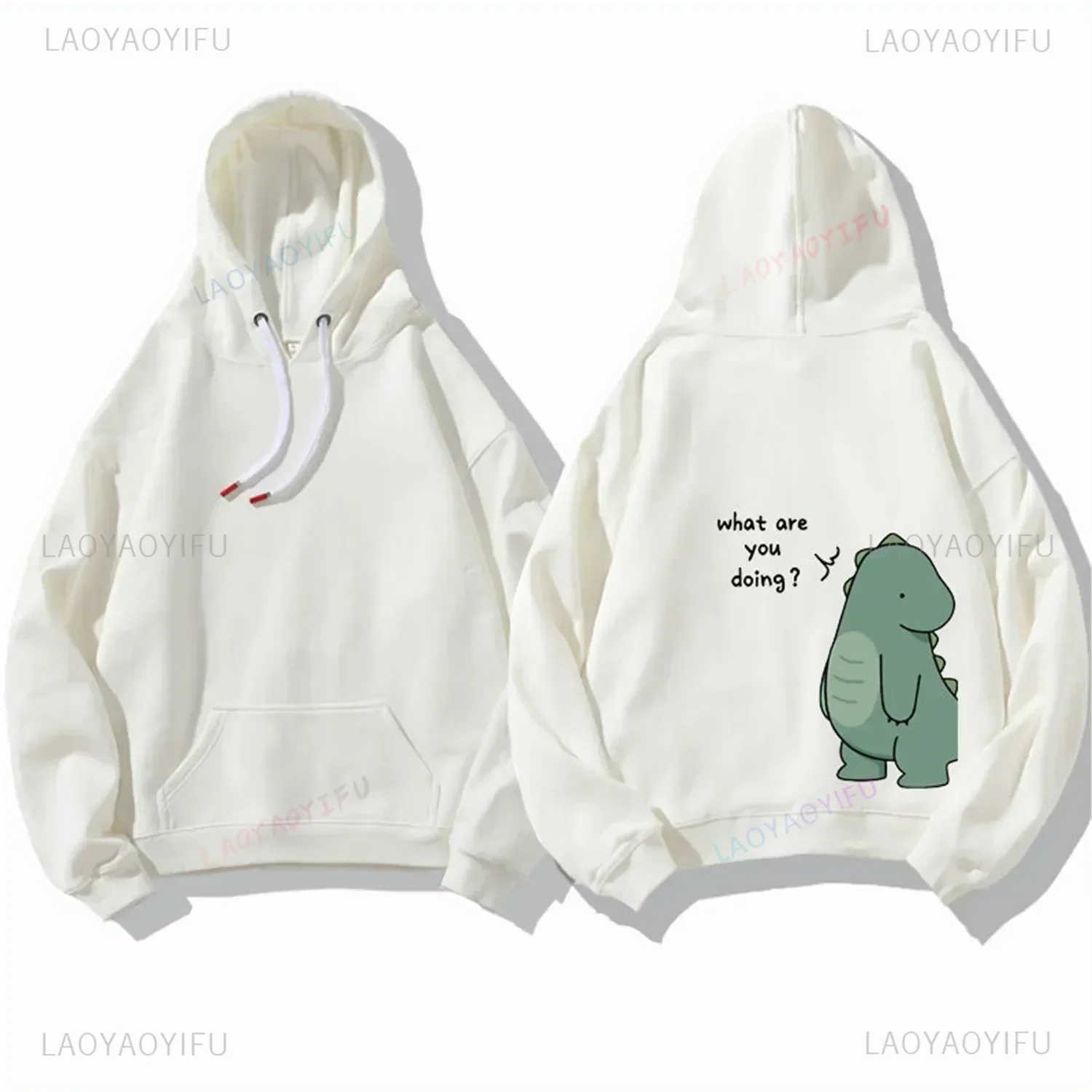Couple Dinosaur Pullover Punk Korean Cartoon Print Hoodie