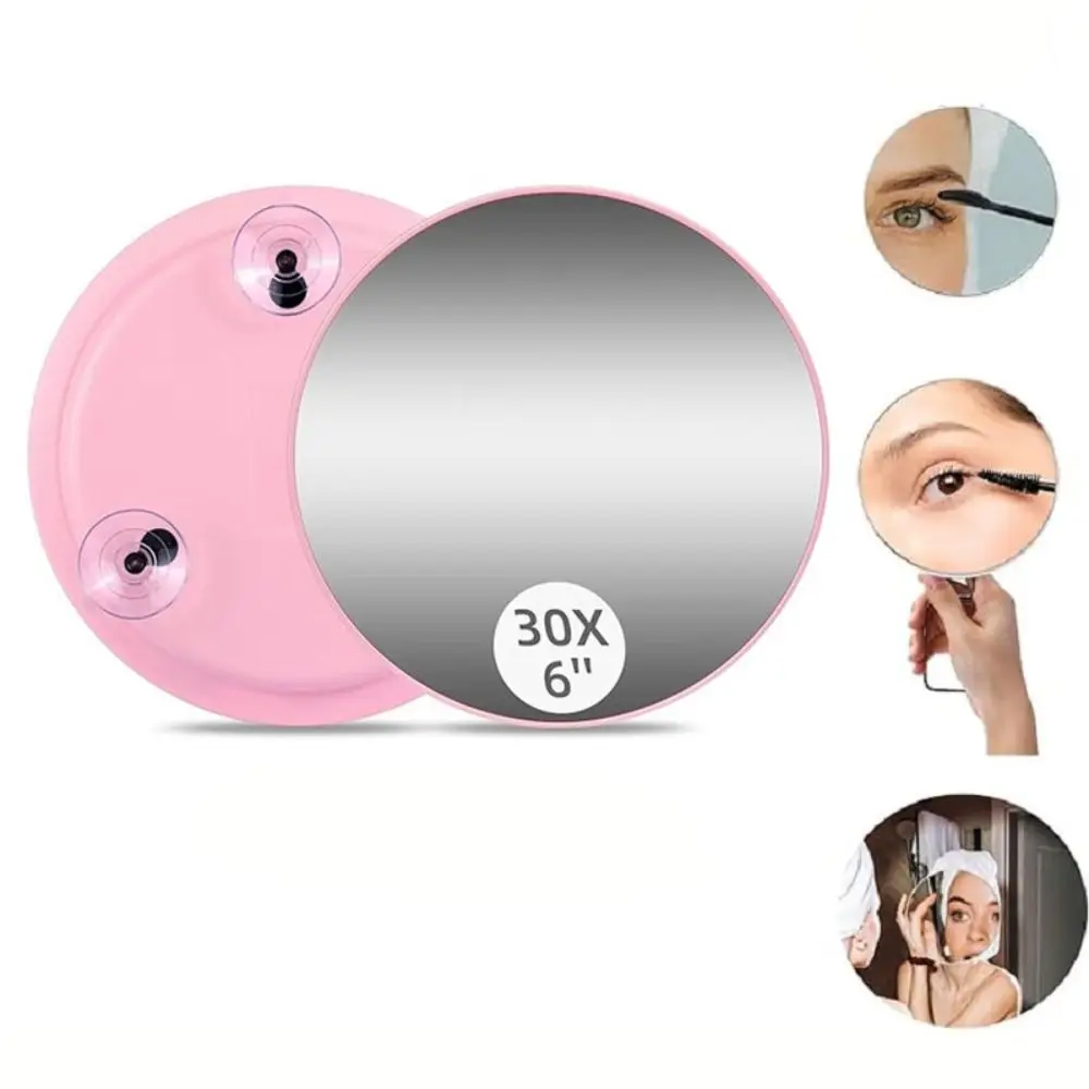 Compact 6-Inch Round Portable Magnifying Makeup Mirror - 30X Magnification for Travel and Vanity Use, Handheld and Desktop Stand