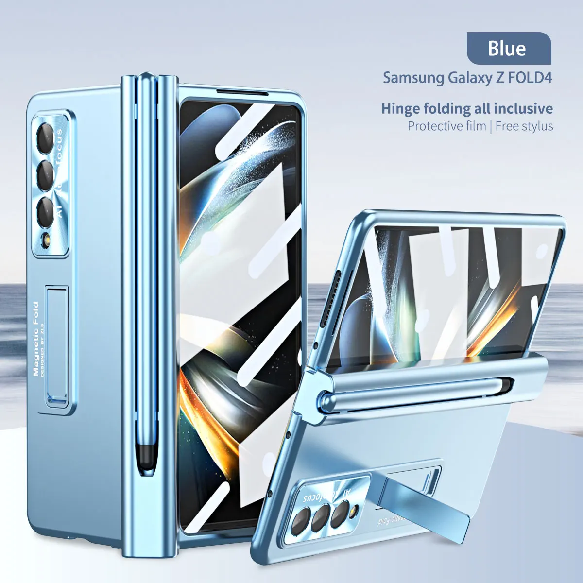 

Складной чехол S pen для Z Fold 3 4 5, магнитный шарнирный чехол для Samsung Galaxy Z Fold 4 5, чехол для переднего экрана, стеклянная пленка, полный Чехол