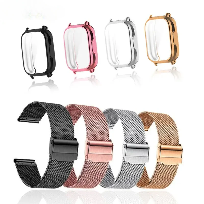 Premium Metal Strap with Case & Screen Protector