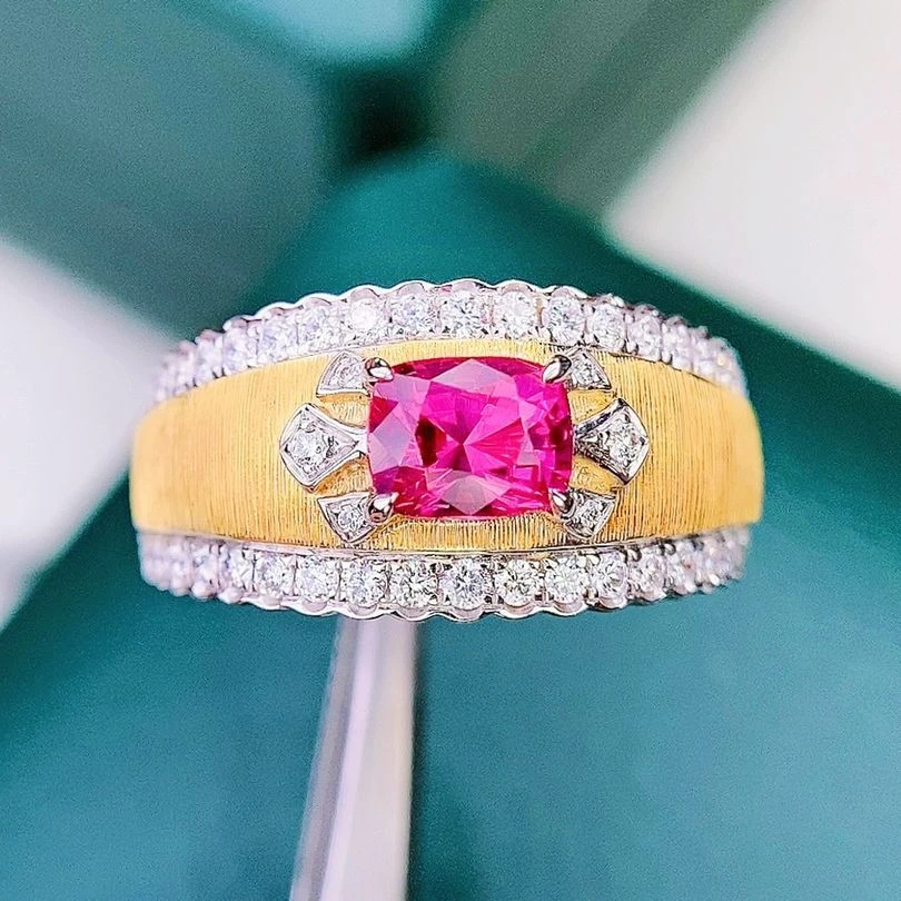 GUILD HJY Fine Jewelry Solid 18K Yellow Gold Nature Unheat Red Ruby 1