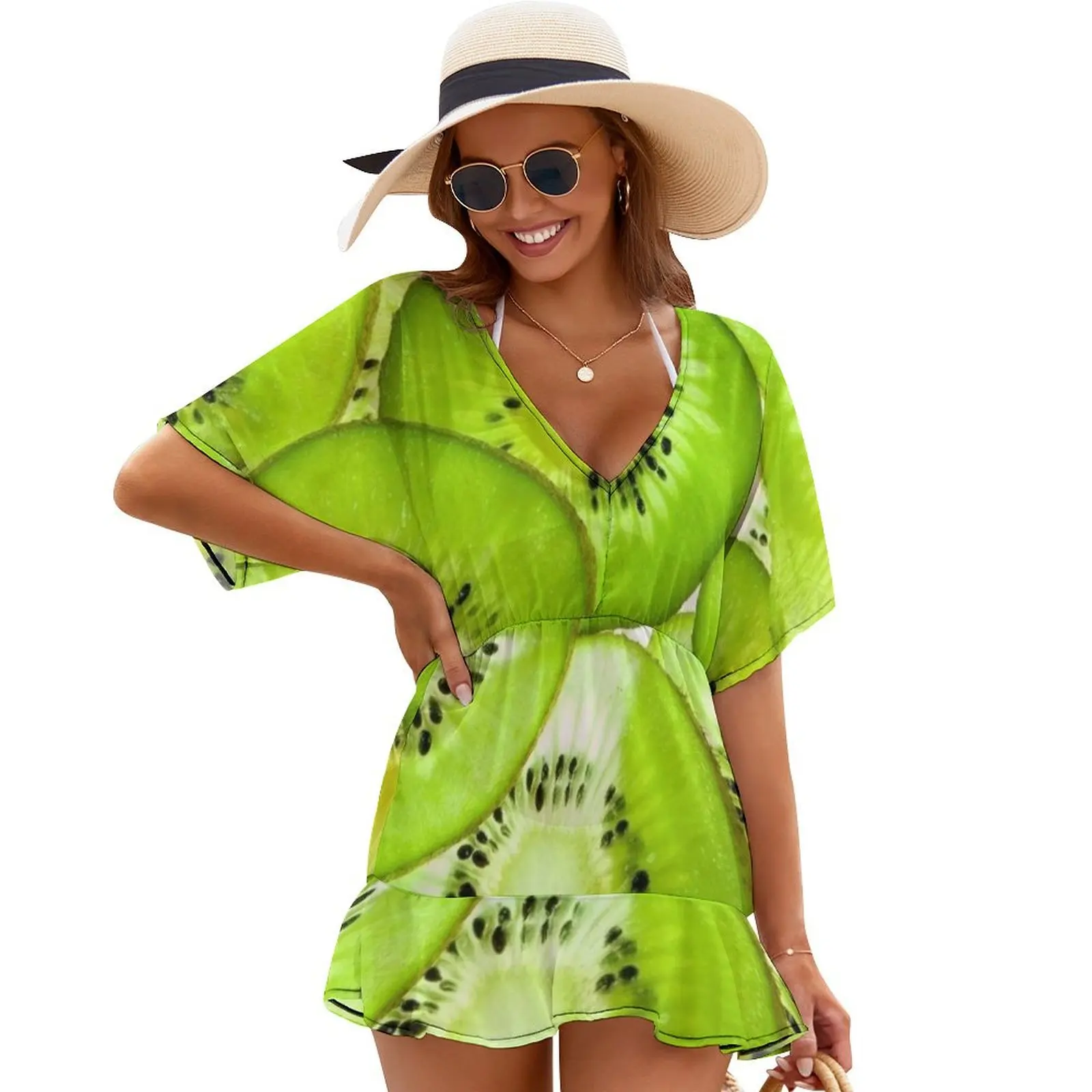 

Kiwi Print Cover Ups Summer skirt Summer women's clothing dress Long dress