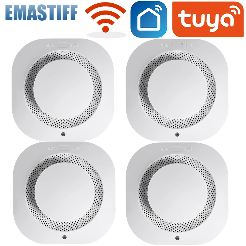 90DB loud Smoke Alarm Detector Sensor Fire Alarm Home Security ระบบนักผจญเพลิง Tuya WiFi Smoke Alarm Fire Protection 1