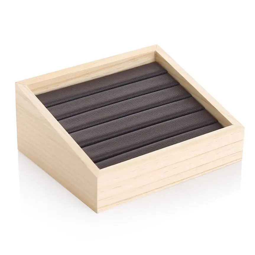 Fashion Bamboo Velvet Jewelry Display Tray Ring Box Earring Necklace Bracelet Pendant Display Organizer Jewelry Storage