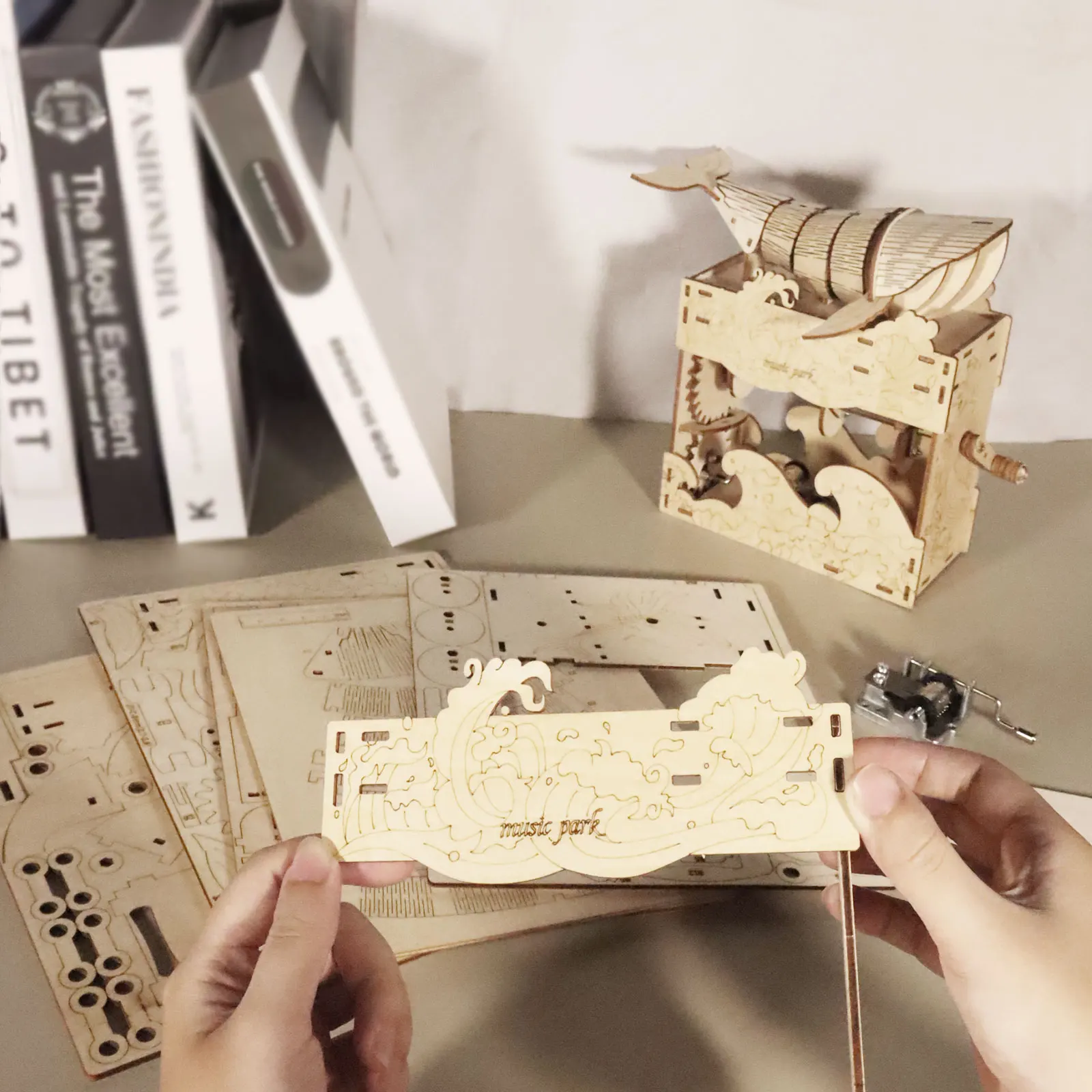 3d wooden puzzle Whale music box Play Beautiful Seaside Handmade Assembly Model kit Holidays birthdays Christmas gifts 5