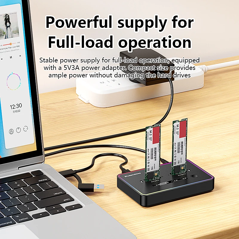 Blueendless M 2 Two Bay SSD Docking Station sata Duplicator Dual bay SSD m.2 case SATA 6 Gbps Type C USb 3.1 Hard Disk