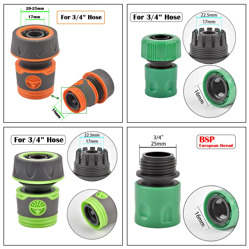 2-Way Garden Tap Water Splitter Female 1/2 3/4 Garden Hose Y Splitter Watering Adjustable Switch 6