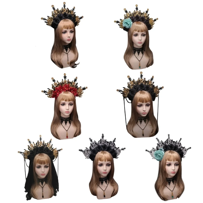 

DIY Gothic Tiaras Baroque Headband Princess Headpieces Crowns for Wedding Party
