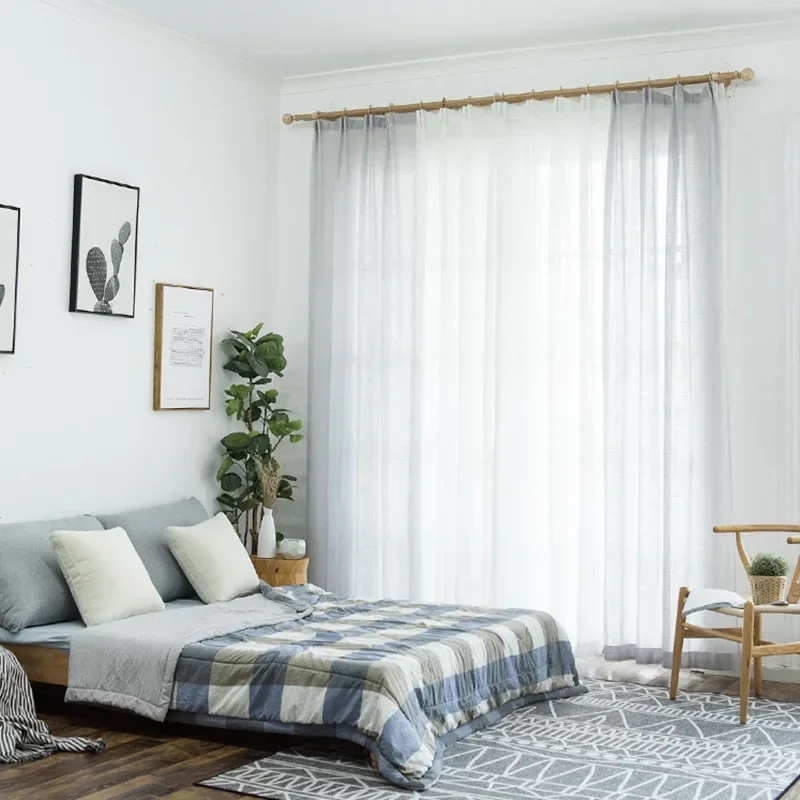 

New window screen customized simple small fresh plain color monochrome finished window screen living room balcony bay