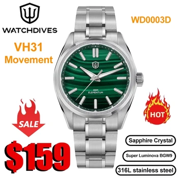 Watchdives WD0003D Natural Stone Elementum Men Watch VH31 Sweep Seconds Movement Quartz Watches Sapphire Luminous Waterproof 1