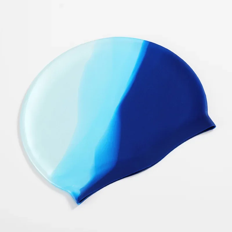 New Color Block Silicone Adult Waterproof Swimming Cap Dry Hair Swim Cap for Men Women Protect Ear Swim Hat Swimming Accessories 6