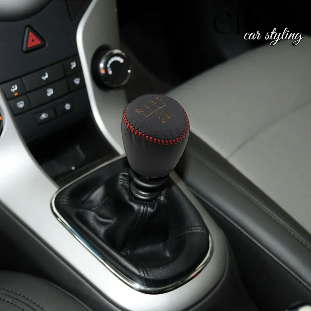 Genuine Leather Gear Shift Knob Handbrake Cover for Chevrolet Cruze Sedan Hatchback 2008-2014 MT 5 6 Speed Accessories
