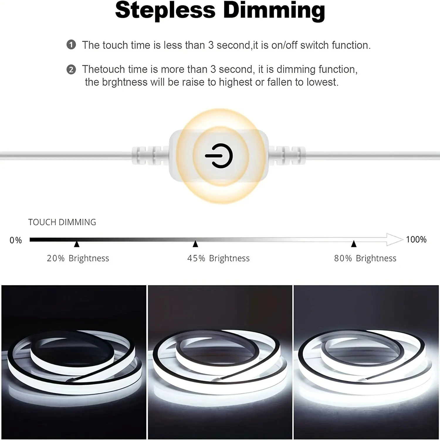 5V USB LED Strip Silicone Neon Sign Light 3535 Touch Switch Dimmable Waterproof Flexible Ribbon Tape Lamp for Room Home Decor 4