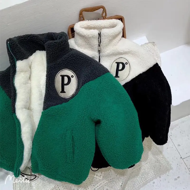 Boys Coat Jacket Tops Cotton Hairy Thicken Plus Velvet Winter Autumn School Gift Overcoat Children's Clothes