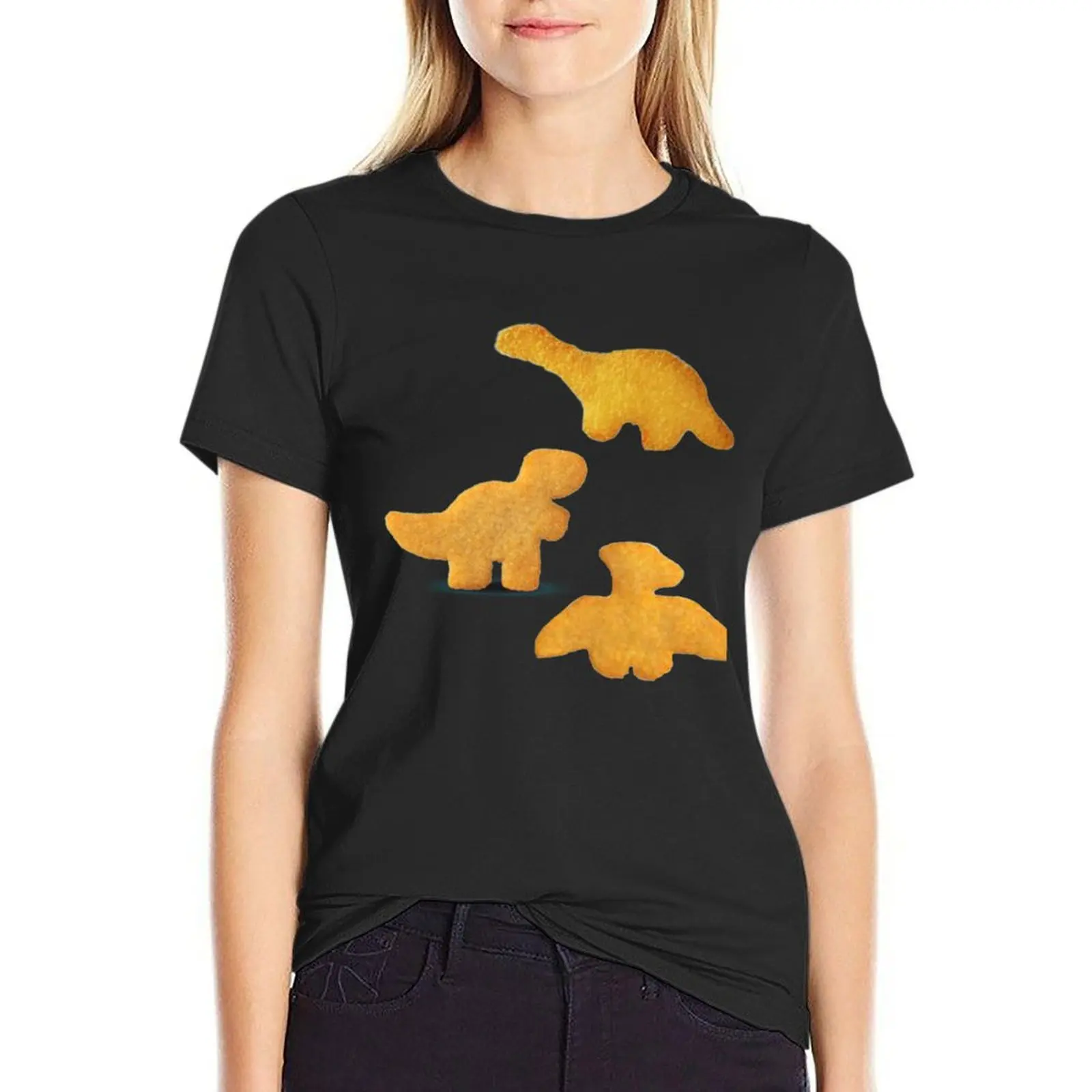

Dino nuggets T-shirt female oversized summer clothes Woman clothing