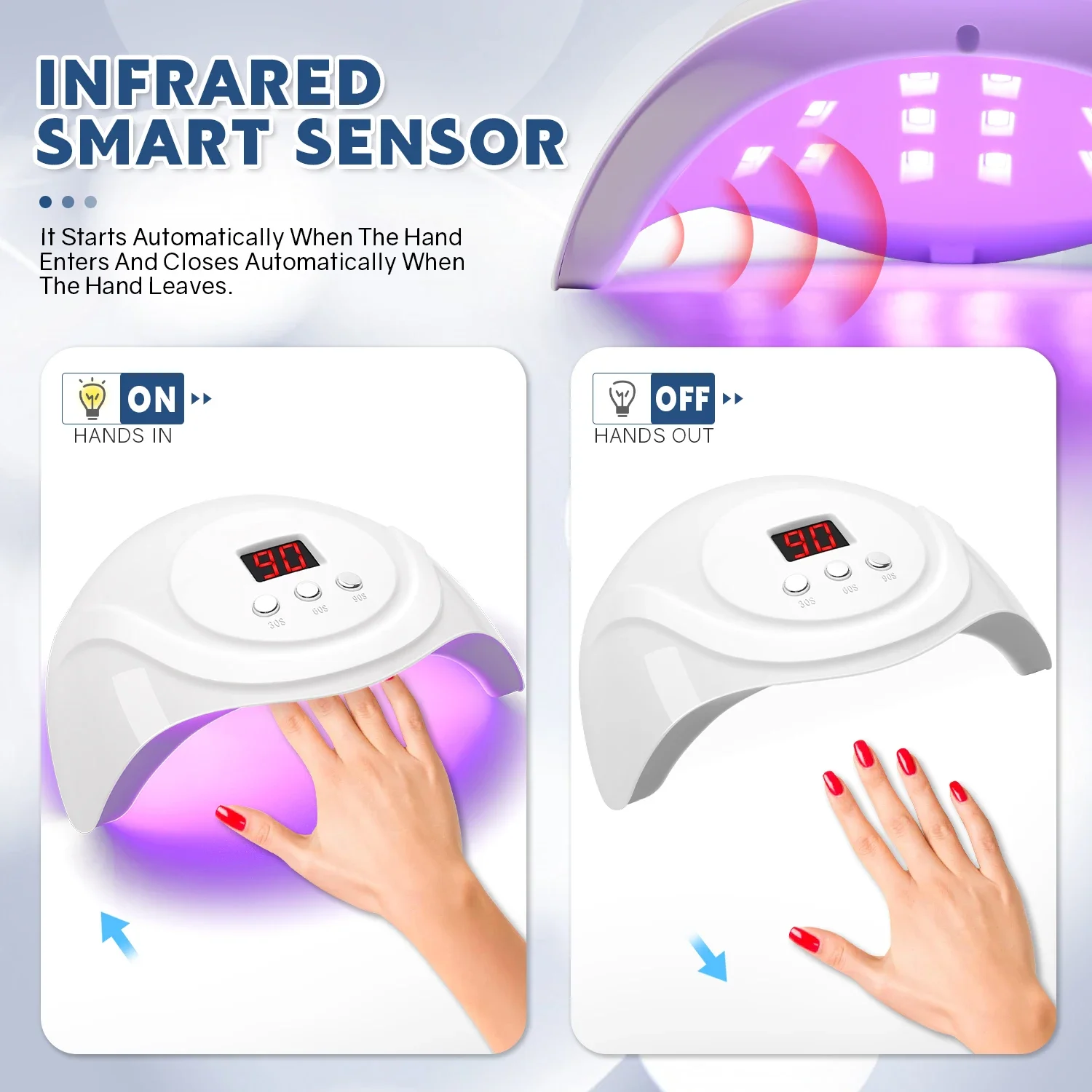72W UV LED Nail Drying Lamp For Curing All Nail Gel Polish 24LEDS Nail Dryer With Automatic Sensor Professional Salon Art Tools 4