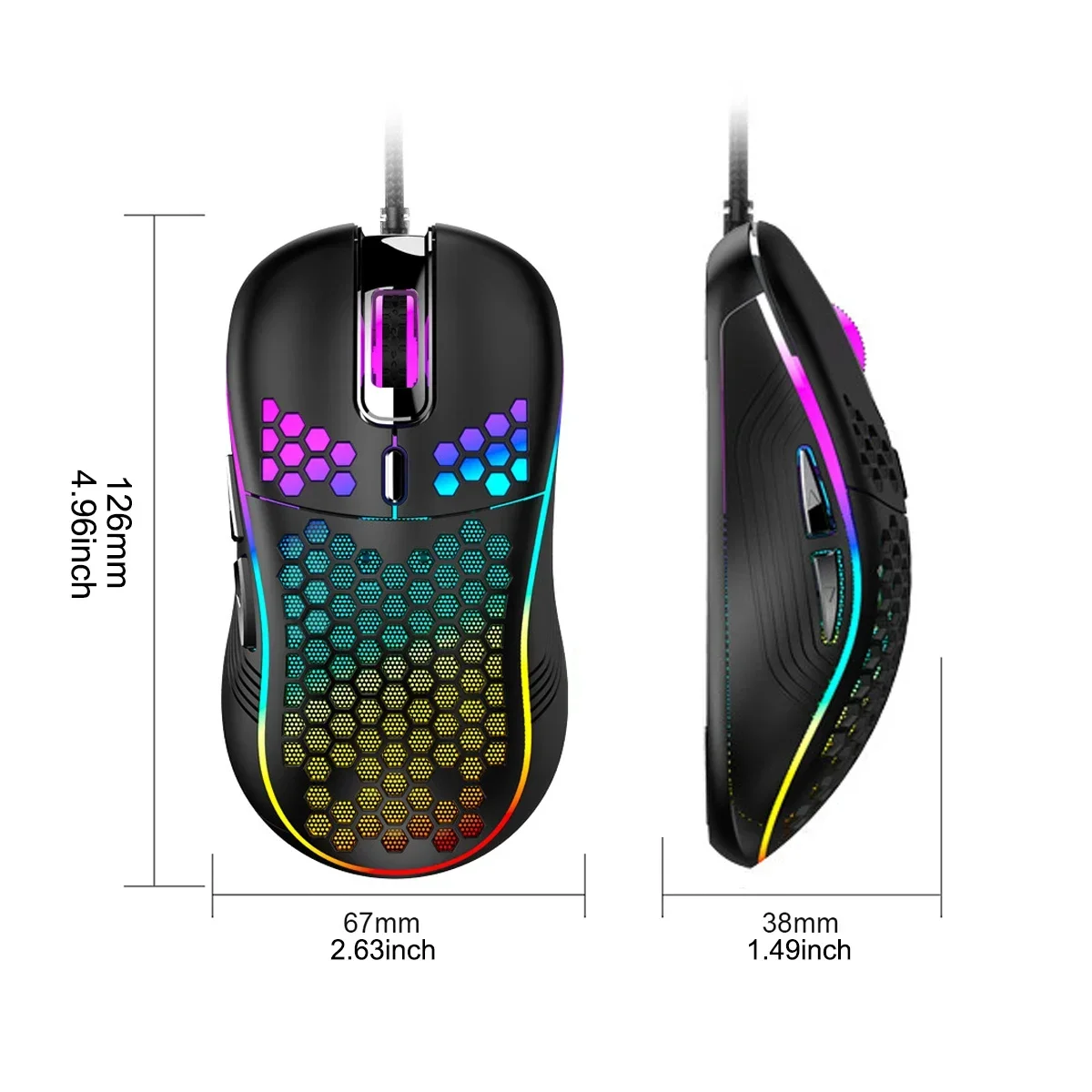 Wired Gaming Mouse Ergonomic RGB Honeycomb Wired Mouse Machinery Optical Sensor Mice For Laptop PC Desktop Compater Gamer