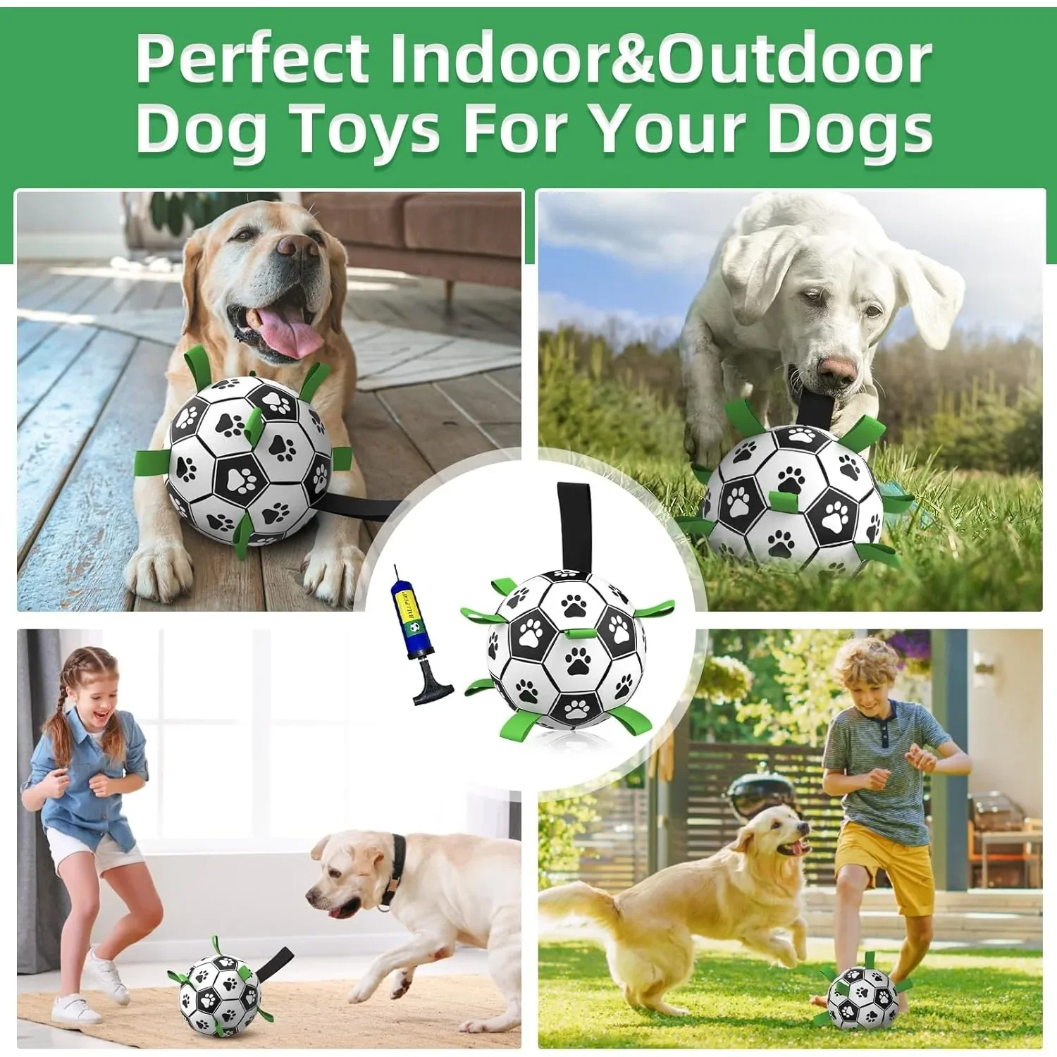 Dog Toys Extra Large Soccer Ball with Straps,Interactive Dog Toys,Durable Balls for Large Dogs