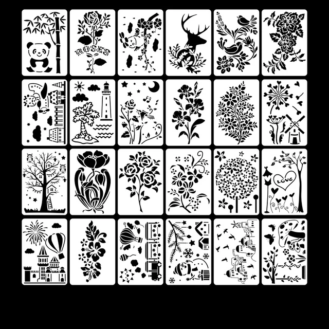 16pcs Cute Animal Stencils For Children Art Drawing Painting DIY Templates