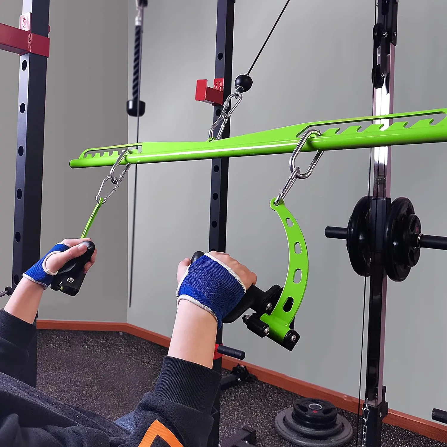 Home Gym Fitness Spreader Bar, Multi-Grip Wide Lat Pull Down Bar, Neutral Grip Handle, Lat Pulldown Attachments Long Ba 4