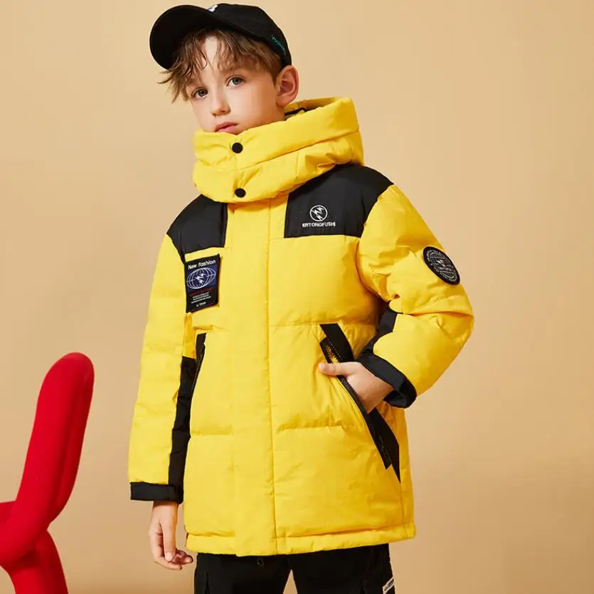 

New Russian Winter Children's Down Coat Windproof Waterproof Outdoors Parka Boys Thciker Warm White Duck Down Jacket -30℃ A3137