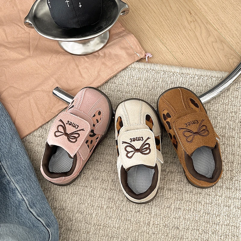 Girls Leopard Sneakers Autumn Breathable School Shoes