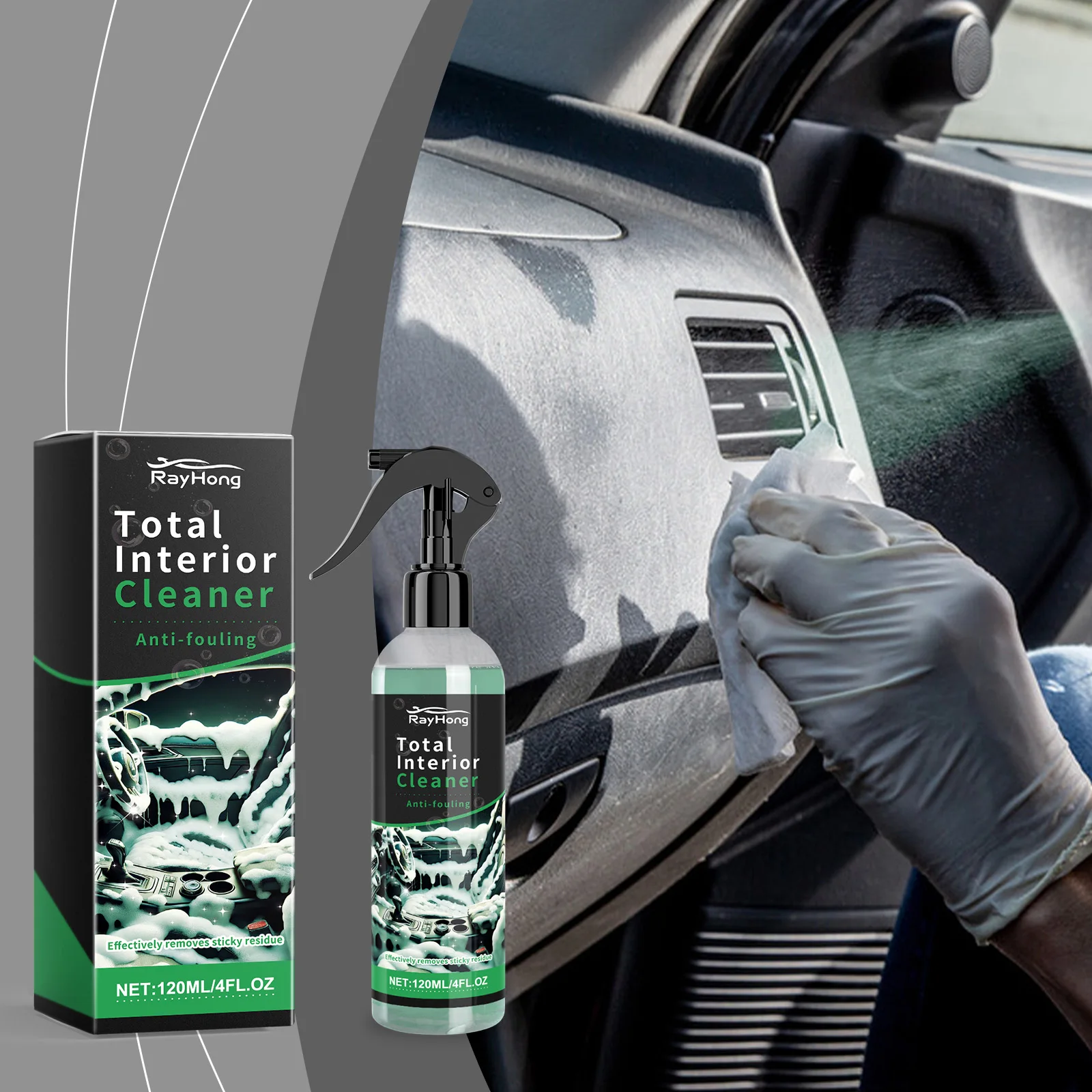 Car Interior Cleaner Interior Detailer Dust Remover Seat Liquid Leather Roof Dash Cleaning Foam Spray Car Care Wash Spray