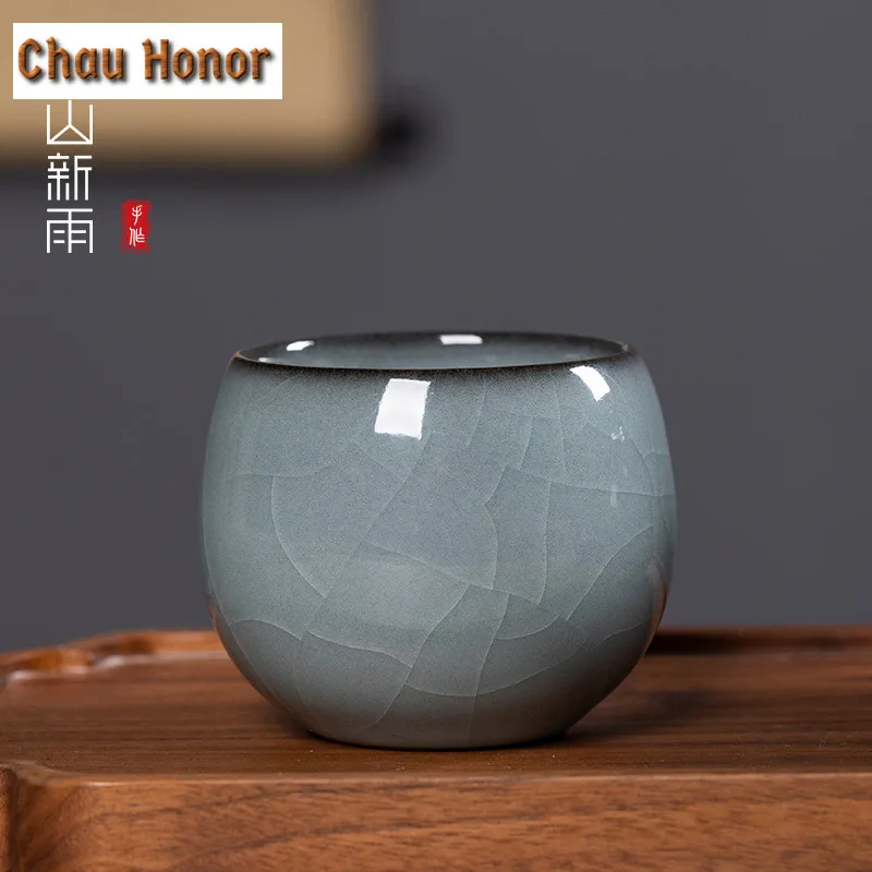 Longquan Celadon Master Cup Personal Single Ice Crack Kung Fu Tea Ceramic Household Brewing Bowl