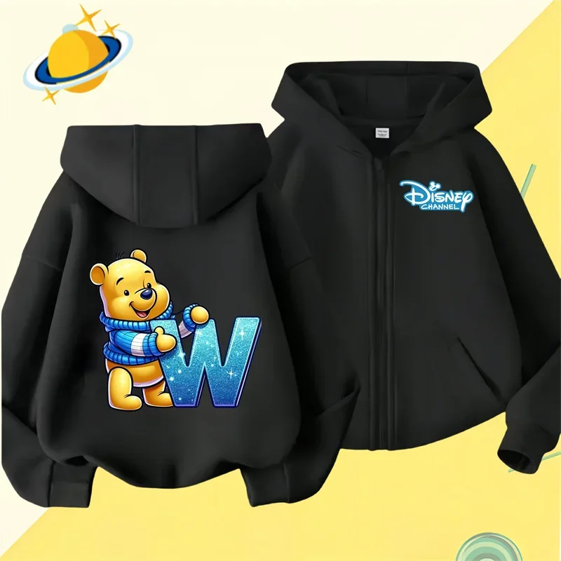 Winnie the Pooh 핀 지퍼 후디, 소년 소녀 맨투맨, 가을 및 겨울 긴 소매 하라주쿠 점퍼, 디즈니 캐주얼 후디, 신제품