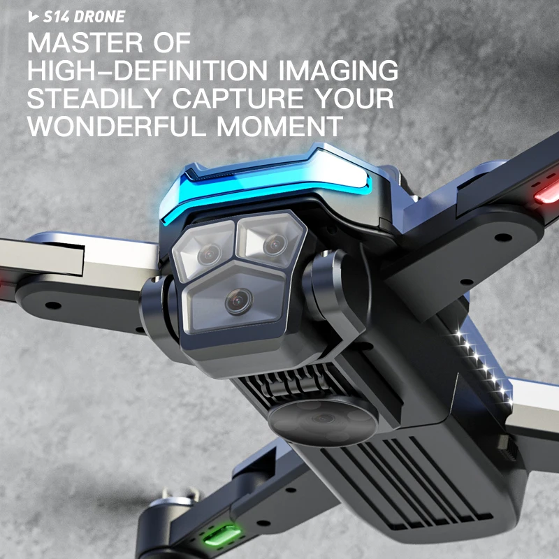 S14 4K 듀얼 카메라 브러시리스 모터 장착 접이식 RC 드론, 광학 흐름 120 ° 전기 렌즈, 360 ° 플립 고도 유지 UAV