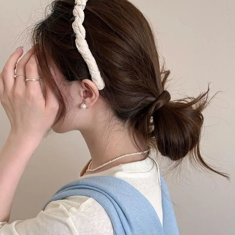 Fascia per capelli ondulata intrecciata, adatta a tutti i tipi di capelli, elastica, per donna, per lavare il viso, cura della pelle, regalo, accessori per capelli - immagine 3