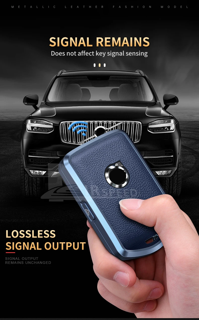 Auto Fernbedienung Schlüssel Fall Abdeckung Shell Für Volvo XC60 XC40 XC90 S90 V60 S60 V90 2010-2022 Metall Rindsleder halter Schutz Fob Schlüsselbund – Detail 5