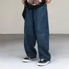 Breathable Men Pants Patchwork Pants Vintage Cargo Pants Loose Wide Leg Trousers with Deep Crotch Hip Hop Streetwear Patchwork 3