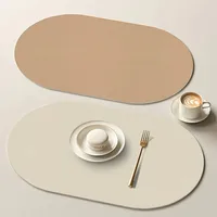 Leather Placemat Oval Oil-Proof Table Mat Home Dining Kitchen Table Placemat Design Dining Waterproof Heat Resistant Home Decor 2
