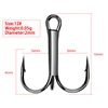 Shawto 50pcs/Lot Treble Fishing Hook Set In Box High Carbon Steel Barbed Hooks Fishing Tackle Black FishHook Fishing Tackle Tool 6