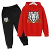 Tiger Head Kids Spring Autumn Leisure Fashion 2pcs Hoodie Sweatshirts+Pants Suits 3-13 Years Boys Girls Outfits Children Clothes 4