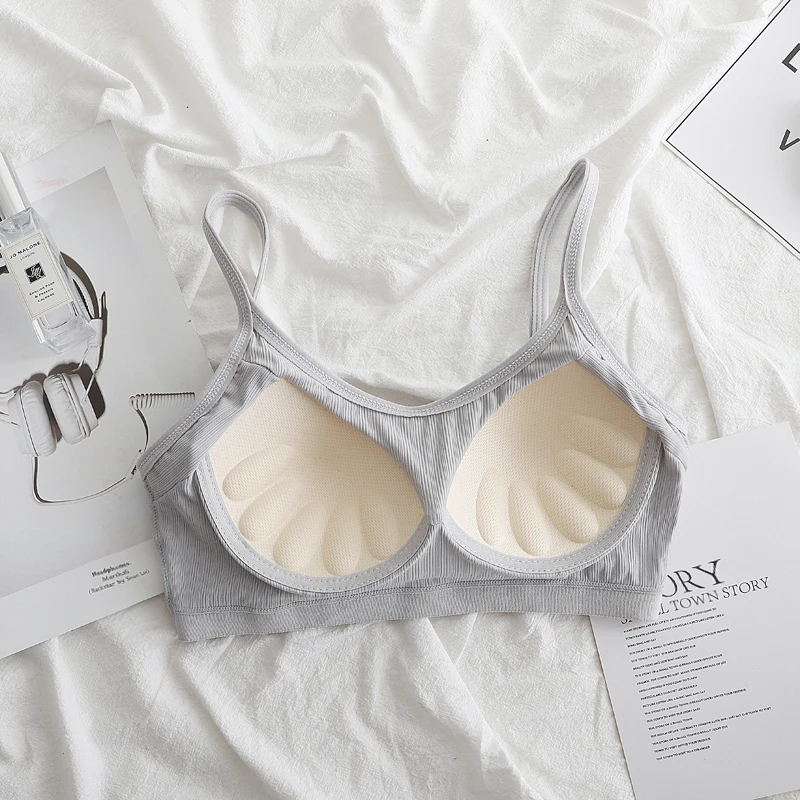 Wirel Ice Silk Sl Bra Women's Strapl Bandage Bra Summer Thin U-Ba-Piece Sports Bra Nylon Fabric Full Cup