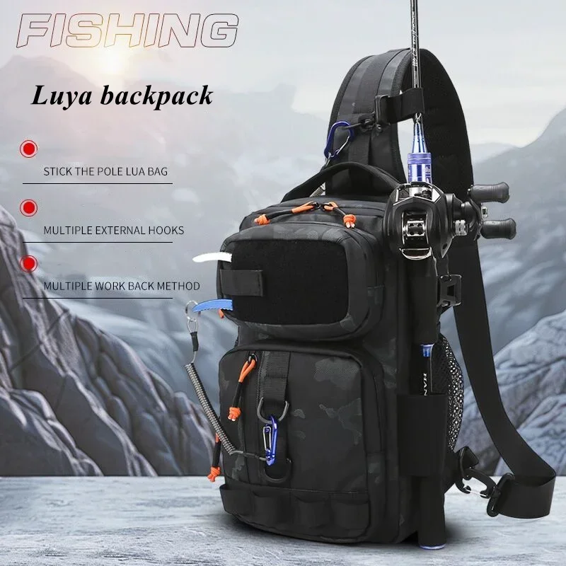 Men Fishing Tackle Bag Single Shoulder Crossbody Tactical Bags Waist Pack Fish Lures Gear Utility Storage Fishing Box Chest Bag