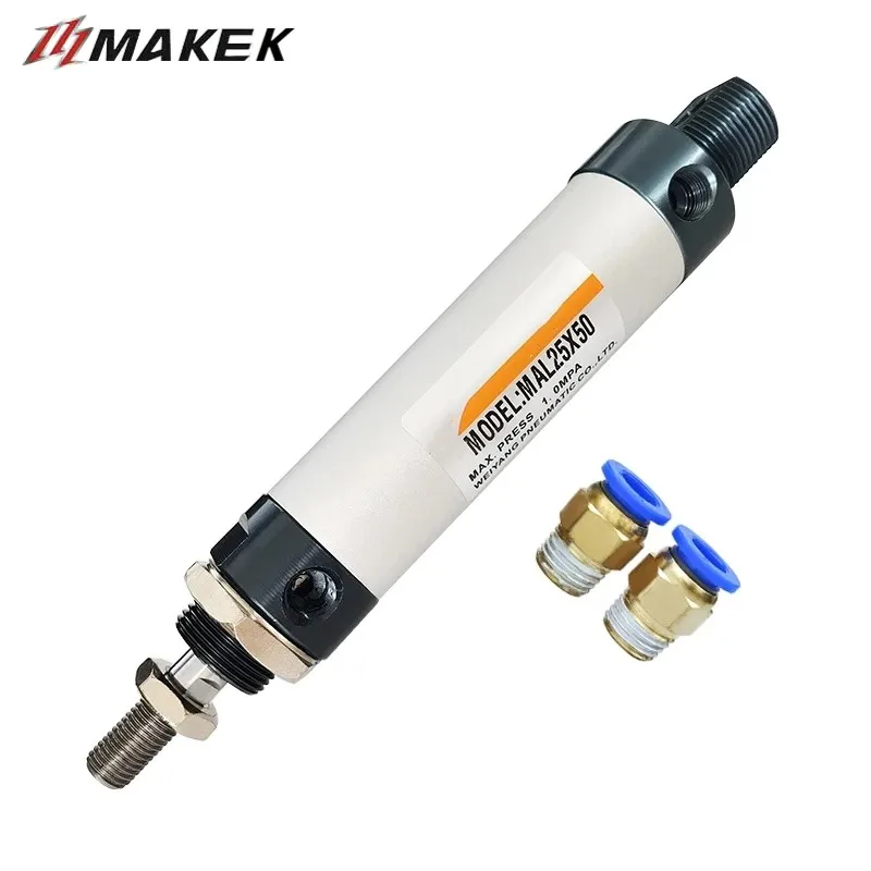 

MAL16 20 25 32 40mm Bore Mini Pneumatic Air Cylinder 25 50 100 200 300 400 500mm Stroke Aluminum Alloy Small Double Action Part
