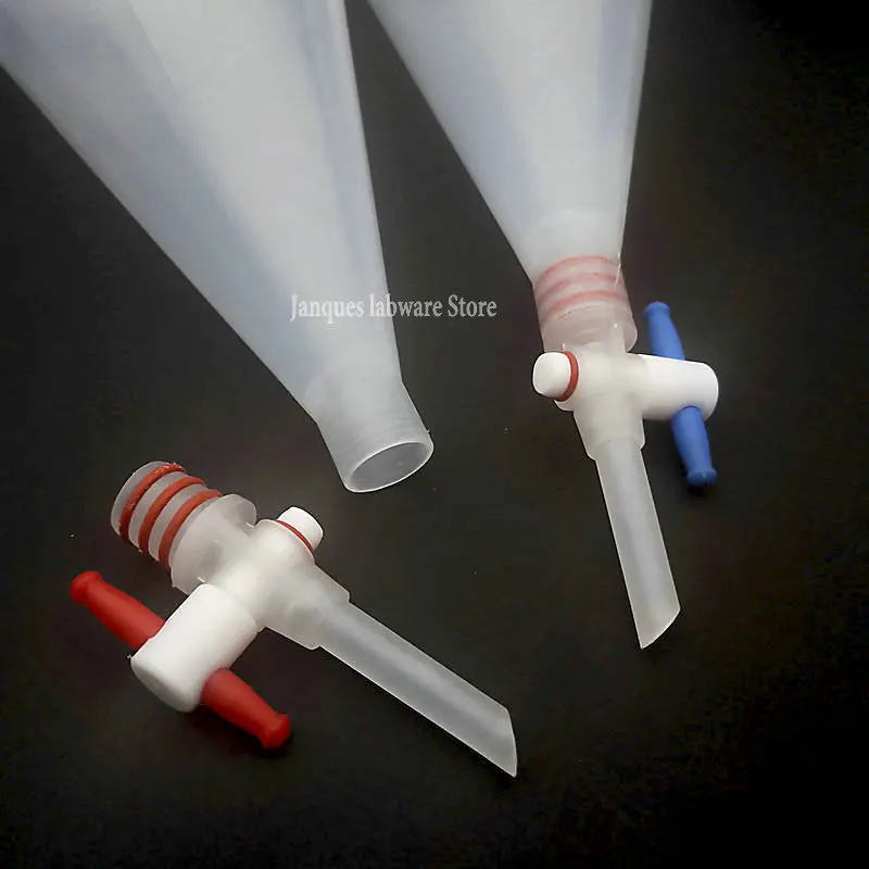 1pc 125/250/500/1000ml Plastic Pear-shaped Separatory funnel with PTFE Piston Dropping Funnel with Socket plug or threaded cap