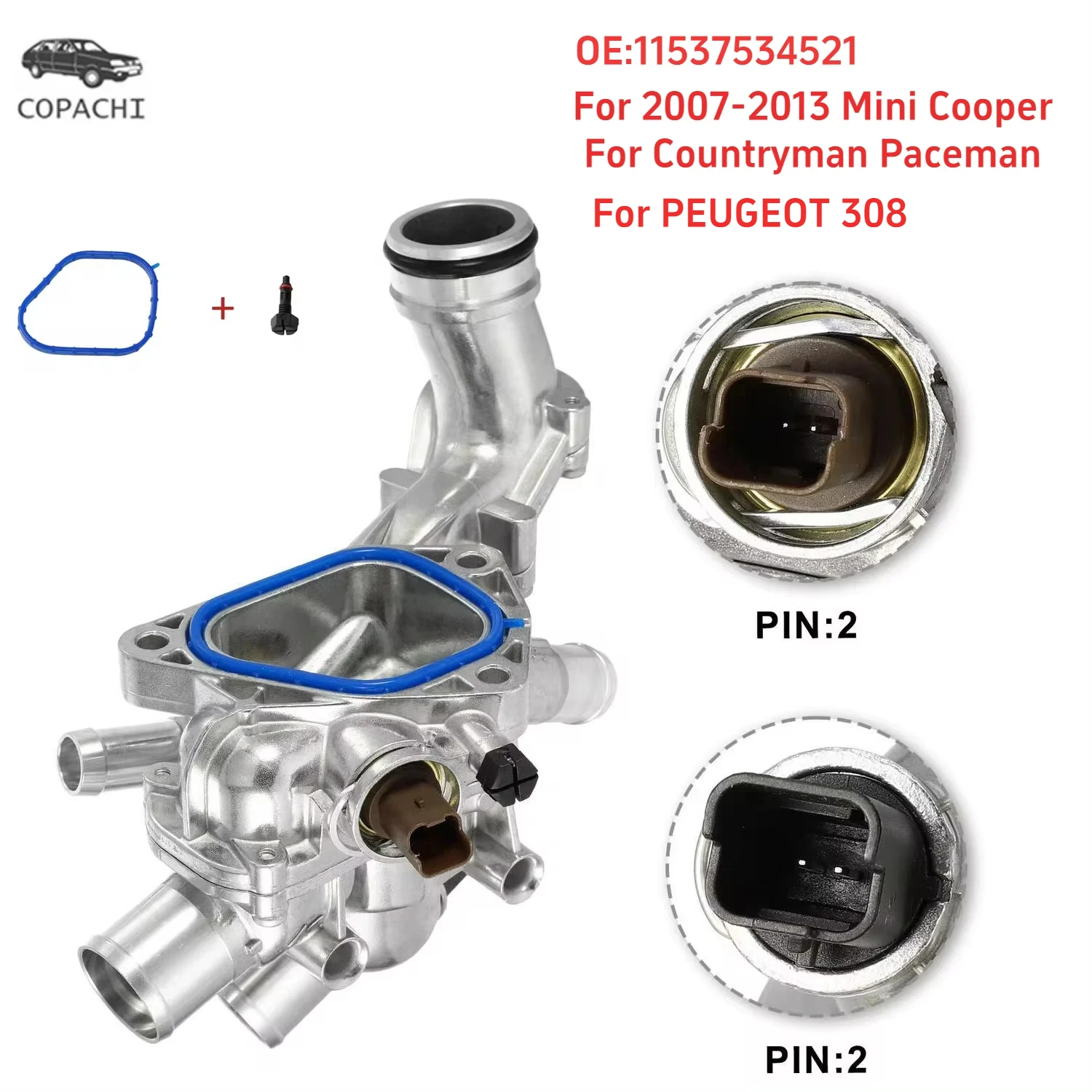 Car Engine Aluminum Thermostat Housing Assembly Mini Cooper Countryman Paceman 2007-2013 1.6L 11537534521