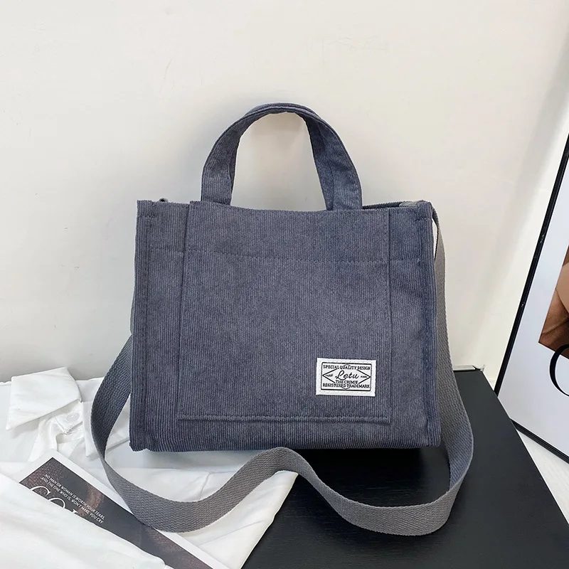 Vintage Corduroy Retro Tote Bag - Multi-Color Casual Crossbody Handbag