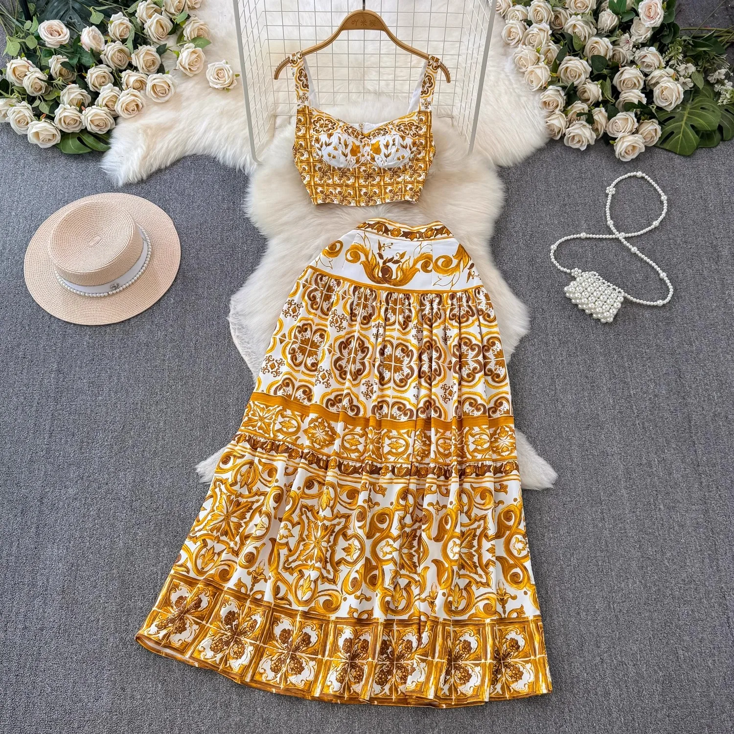 Floral two-piece wide-leg summer set for women | Isla