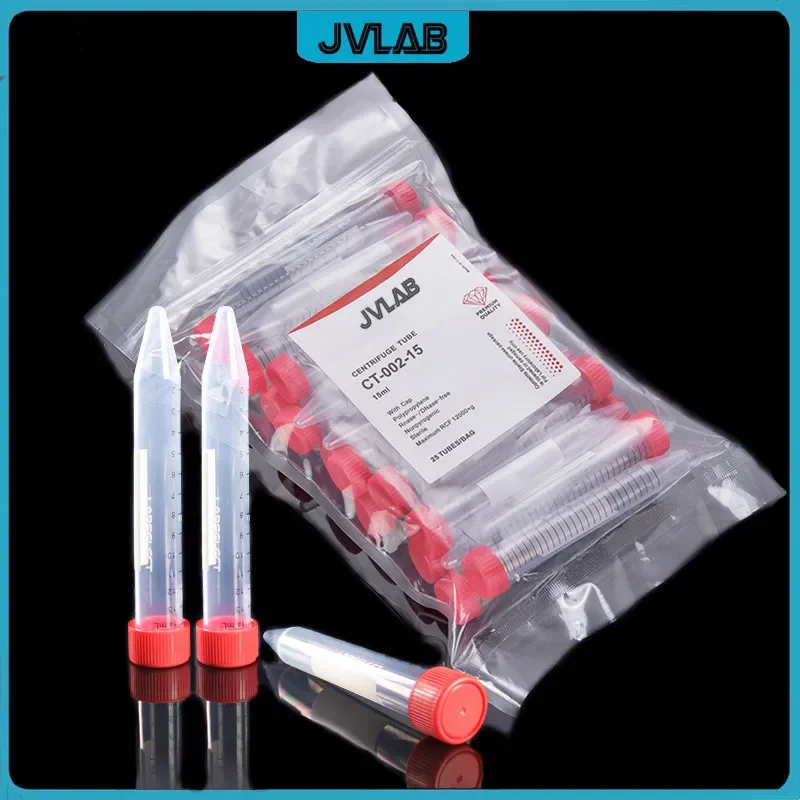 Centrifuge Tube 15mL Sterile Laboratory Centrifugal Tube PP Sample Test DNase-/RNase-free Nonpyrogenic Conical Bottom 25Pcs