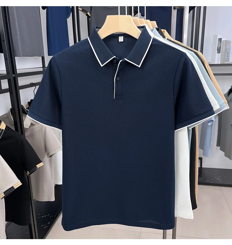 High quality men's short sleeved summer new fashion brand striped Korean style golf custom comfortable casual business T-shirt 26 S49e98a9a1eb749b399cbbcf5142fe885o