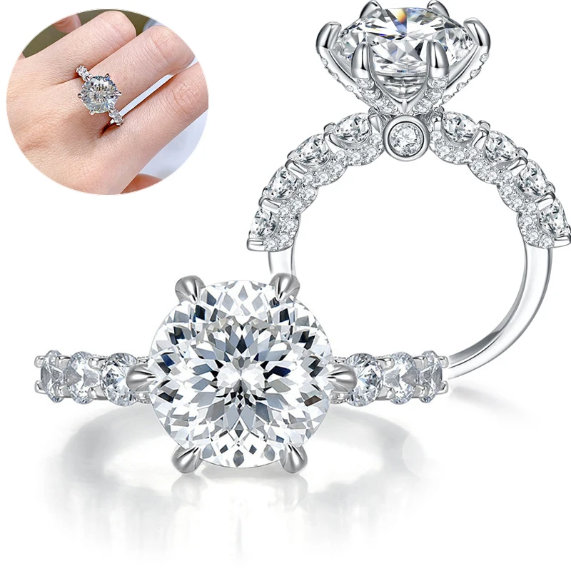 Apaison Women 3 ct Moissnaite Rings 100% 925 Sterling Silver Bridal Ring Fine Jewelry Girl Anniversary Gift Wholesale