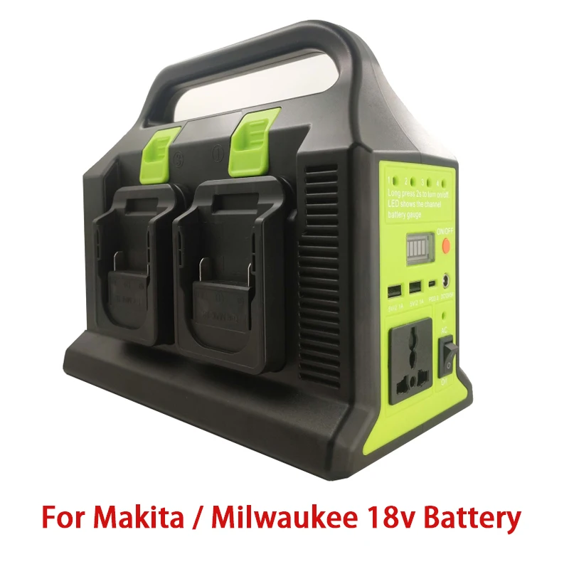 300W Inverter For DeWalt For Makita Milwaukee 18v Battery To AC 110V 220V USB PD3.0 Tpye-C Outdoor Battery Inverter With Light